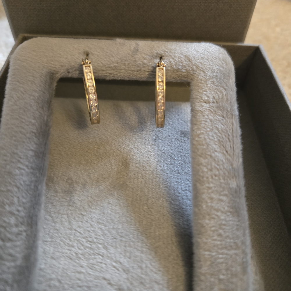 Diamonique Gold Oval Hoop Earrings